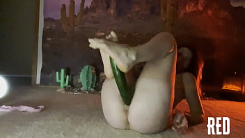 Ginger Girl Rides A Giant Cucumber