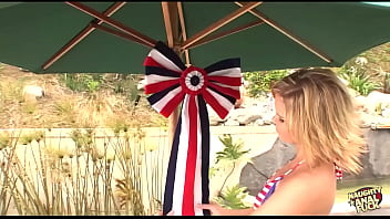 A Naughty Blonde Gets Her Pretty Face Painted With A Thick Load After Taking It Up The Ass.