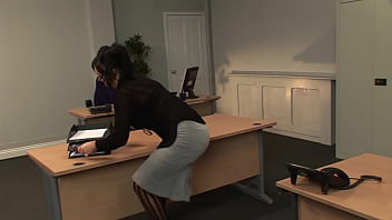 Kerry Louise Arches Over The Boss’s Desk, Ready To Take Him From Behind.