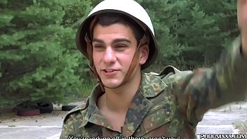 Two Soldiers In Uniform Share A Steamy Roadside Encounter, Trading Blowjobs Under The Open Sky.